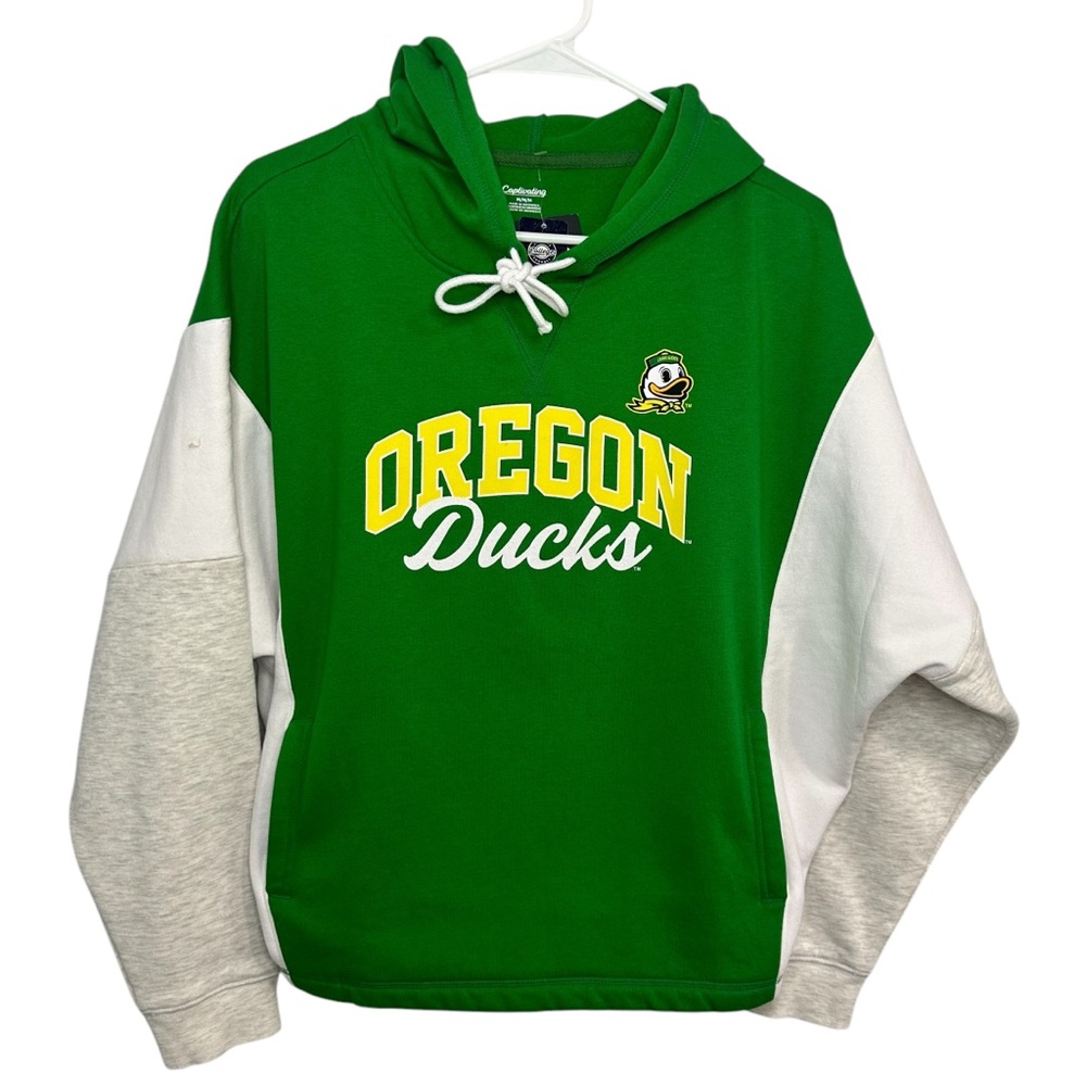 Champion BRAND NEW WITH TAGS Oregon Ducks Green Hoodie White Puddles ‘Sco Ducks!